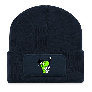 Raupe Sir Herr reich Monokel Brille Zylinder Loch - Recycelte Patch Beanie - French Navy - Vorne