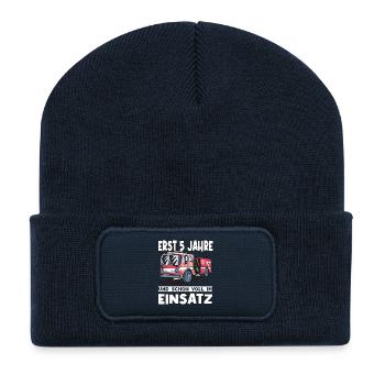 5 Geburtstag Feuerwehr Geschenk Junge 5 Jahre - Recycelte Patch Beanie - French Navy - Vorne