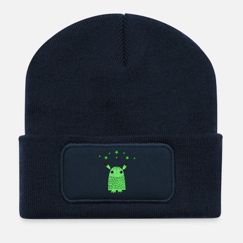Sanftes grünes Monster mit Sternen - Recycelte Patch Beanie - French Navy