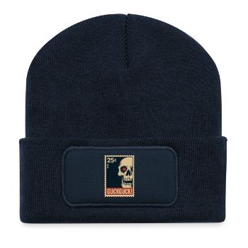 Skull Stamp Look Look Hello - Recycled Patch Beanie - french navy - Front