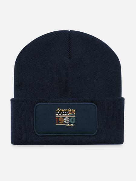 Septembre 1980 Vintage Cadeau Anniversaire - Beanie recyclé à patch - bleu marine