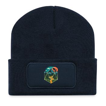D20 Dice World Fantasy Universe Tabletop-Gamer-Kunst - Recycelte Patch Beanie - French Navy - Vorne