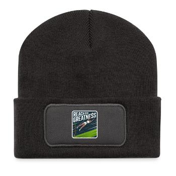 Streben Sie nach Großartigkeit – Sportliches Design - Recycelte Patch Beanie - Dunkelgrau - Vorne