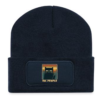 110 - Beanie recyclé à patch - bleu marine - Devant