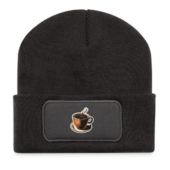 Kaffee - Recycelte Patch Beanie - Dunkelgrau - Vorne