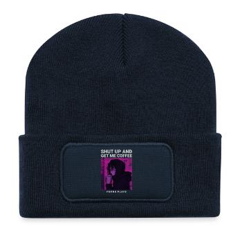 Shut Up And Get Me Coffee Anime Girl Kaffee Phonk - Recycelte Patch Beanie - French Navy - Vorne