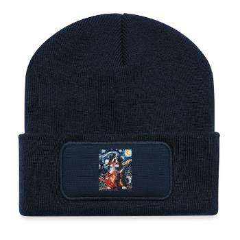 Dog Starry Night Style - Recycled Patch Beanie - french navy - Front