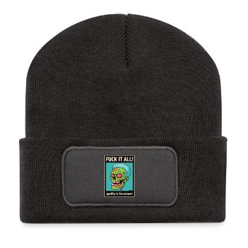Zombie Skull with Bold Statement - Recycled Patch Beanie - dark grey - Front