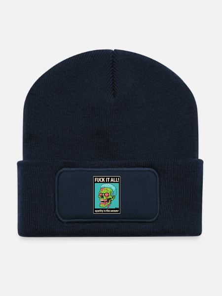 Zombie Totenschädel mit mutigem Statement - Recycelte Patch Beanie - French Navy