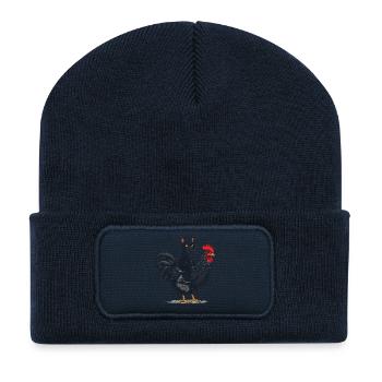 Chat et Coq Fusion Illustrée - Beanie recyclé à patch - bleu marine - Devant