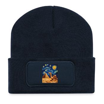 Camel style Van Gogh étoilé - Beanie recyclé à patch - bleu marine - Devant