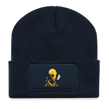Futuristisches Schädel Astronaut Design - Recycelte Patch Beanie - French Navy - Vorne