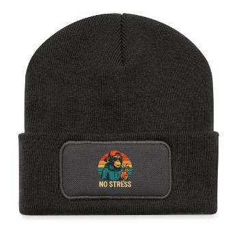 No Stress - Monkey - Recycled Patch Beanie - dark grey - Front