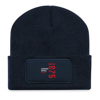 June 1975 Vintage Retro Birthday Gift - Recycled Patch Beanie - french navy - Front