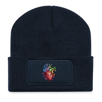Living Heart with Butterflies - Recycled Patch Beanie - french navy - Front