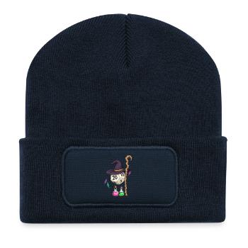 W20 mit Magierhut & Zauberstab – Fantasy Dice - Recycelte Patch Beanie - French Navy - Vorne