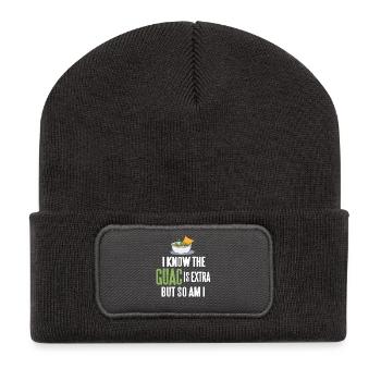Guacamole Is Life Funny Snack Chip Dip Meme - Beanie recyclé à patch - charbon - Devant