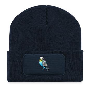 Conception vectorielle de perruche colorée - Beanie recyclé à patch - bleu marine - Devant