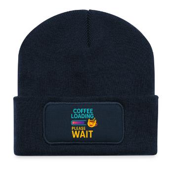 Coffee Load Patience Saying Design - Recycled Patch Beanie - french navy - Front