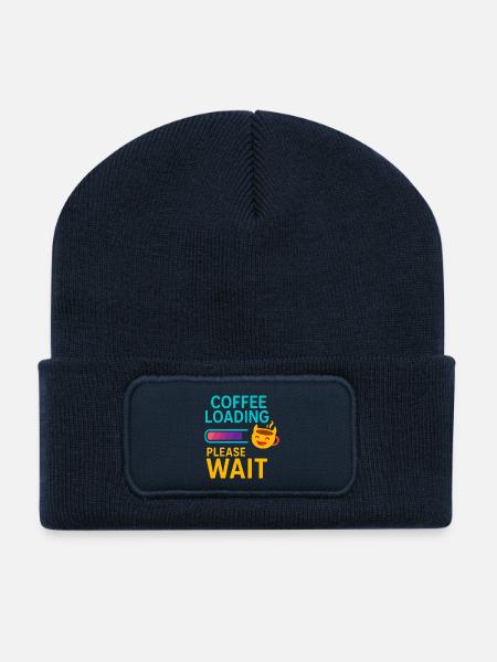 Coffee Load Patience Saying Design - Recycled Patch Beanie - french navy