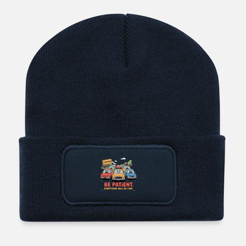 Geduld auf der Straße - Recycelte Patch Beanie - French Navy