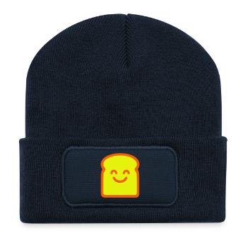 Smiling Toast Face - Recycled Patch Beanie - french navy - Front