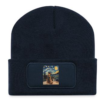 German Shepherd Dog Dogs Van Gogh Style Starry Night - Recycled Patch Beanie - french navy - Front
