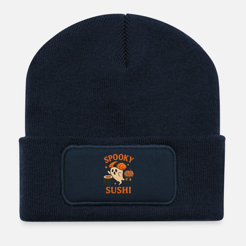 Fantômes de sushis effrayants - Beanie recyclé à patch - bleu marine