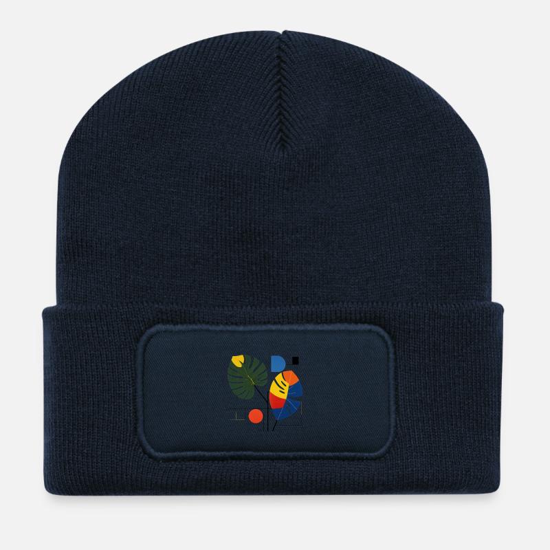 Lebendige tropische Blattmontage - Recycelte Patch Beanie - French Navy