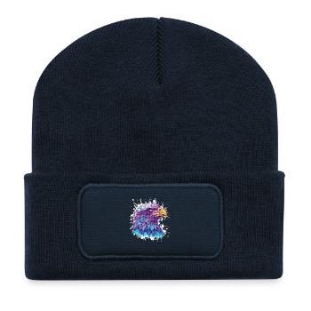 Bunter Adlerkopf Aquarell - Recycelte Patch Beanie - French Navy - Vorne