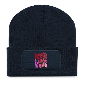 Faites l’amour fort - Rétro des années 70 - Beanie recyclé à patch - bleu marine - Devant