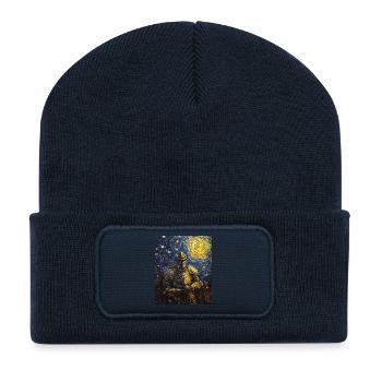 Nuit étoilée à la Ritter Van Gogh - Beanie recyclé à patch - bleu marine - Devant