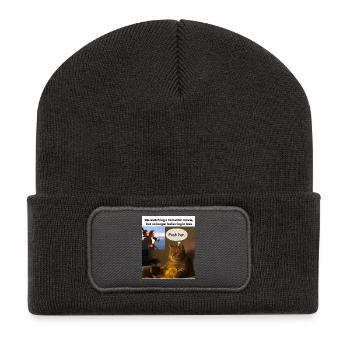 Cat Meme Push Romance - Recycled Patch Beanie - dark grey - Front