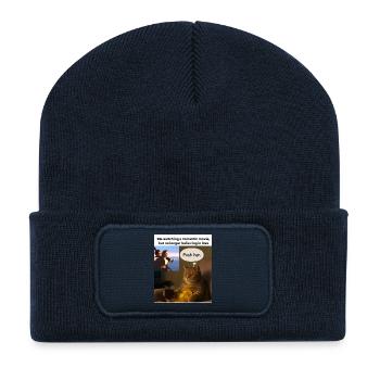 Katze Meme Push Romantik - Recycelte Patch Beanie - French Navy - Vorne