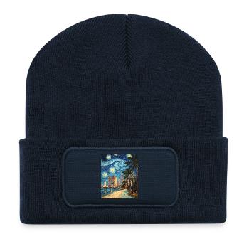 Miami Beach Florida Van Gogh Starry Night - Recycelte Patch Beanie - French Navy - Vorne