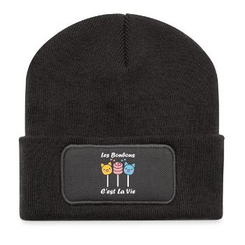 Bonbons Sourires Felins - Beanie recyclé à patch - charbon - Devant