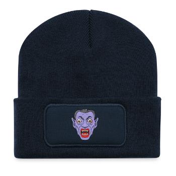 Vampire Devil Face - Recycled Patch Beanie - french navy - Front