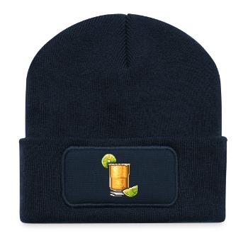 Whisky Pixel Cocktail Lime - Beanie recyclé à patch - bleu marine - Devant