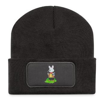 École de livres Bunny Teacher - Beanie recyclé à patch - charbon - Devant