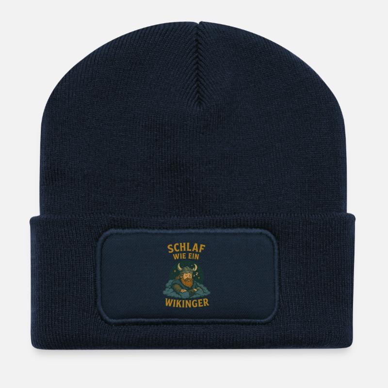 Schlaf wie ein Wikinger Schlafshirt - Recycelte Patch Beanie - French Navy