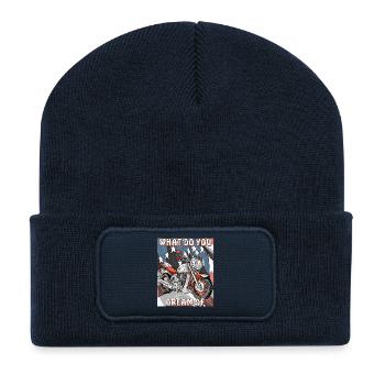 MOTO DE QUOI RÊVEZ-VOUS - Beanie recyclé à patch - bleu marine - Devant
