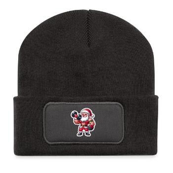 Musculation Père Noël musculaire - Beanie recyclé à patch - charbon - Devant
