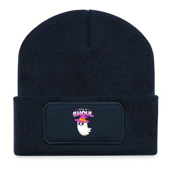 Gender Reveal Halloween Werdende Mutter - Recycelte Patch Beanie - French Navy - Vorne
