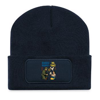 No to war, yes to peace - Recycled Patch Beanie - french navy - Front