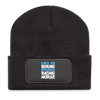 Boredom Ends When There's Horse Racing Fun - Recycled Patch Beanie - dark grey - Front