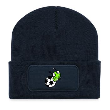 Raupe Fußball Loch Ball Comic lustig süß Sport süß - Recycelte Patch Beanie - French Navy - Vorne