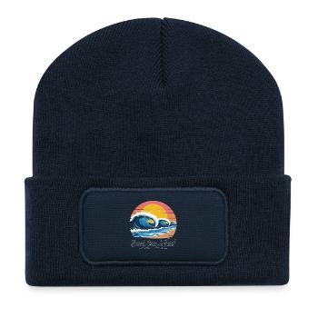 Plage rétro vague coucher de soleil - Beanie recyclé à patch - bleu marine - Devant