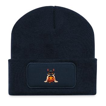 Halloween Cat with Halloween Pumpkin - Recycelte Patch Beanie - French Navy - Vorne