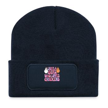 La fille aime les poulets - Beanie recyclé à patch - bleu marine - Devant