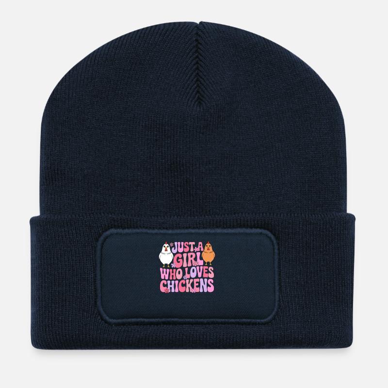 Mädchen liebt Hühner - Recycelte Patch Beanie - French Navy